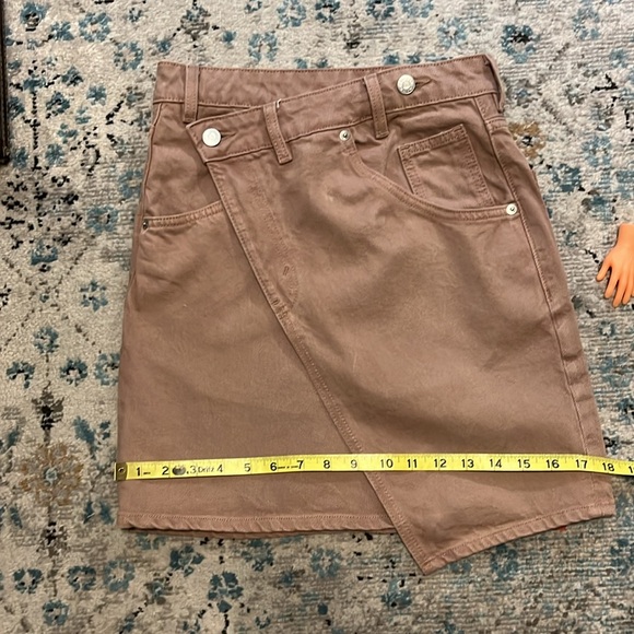 ASOS Asymmetrical Tan Denim Mini Skirt - Picture 9 of 16